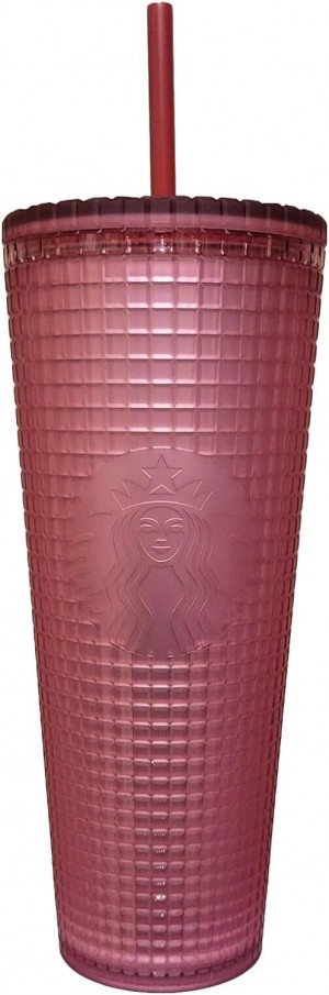 Starbucks Dusty Rose Pink Berry Shimmer Grid Cold Cup Tumbler 24 Oz Venti Rose Pink | 583ZLEDAW