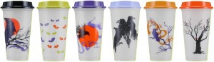 Starbucks Fall 2022 Reusable Plastic Hot Cups With Lids Glow In The Dark Halloween 6 Cups 16 Oz Each Multicolor | 184BRKZOE