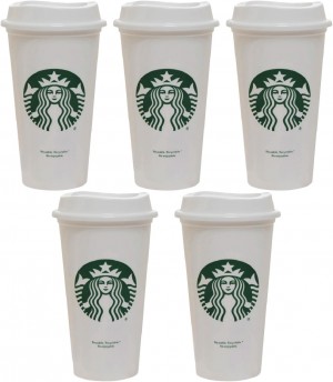 Starbucks Set Of 5 16oz Reusable Hot Cups With Lid White | 496OUHCAL