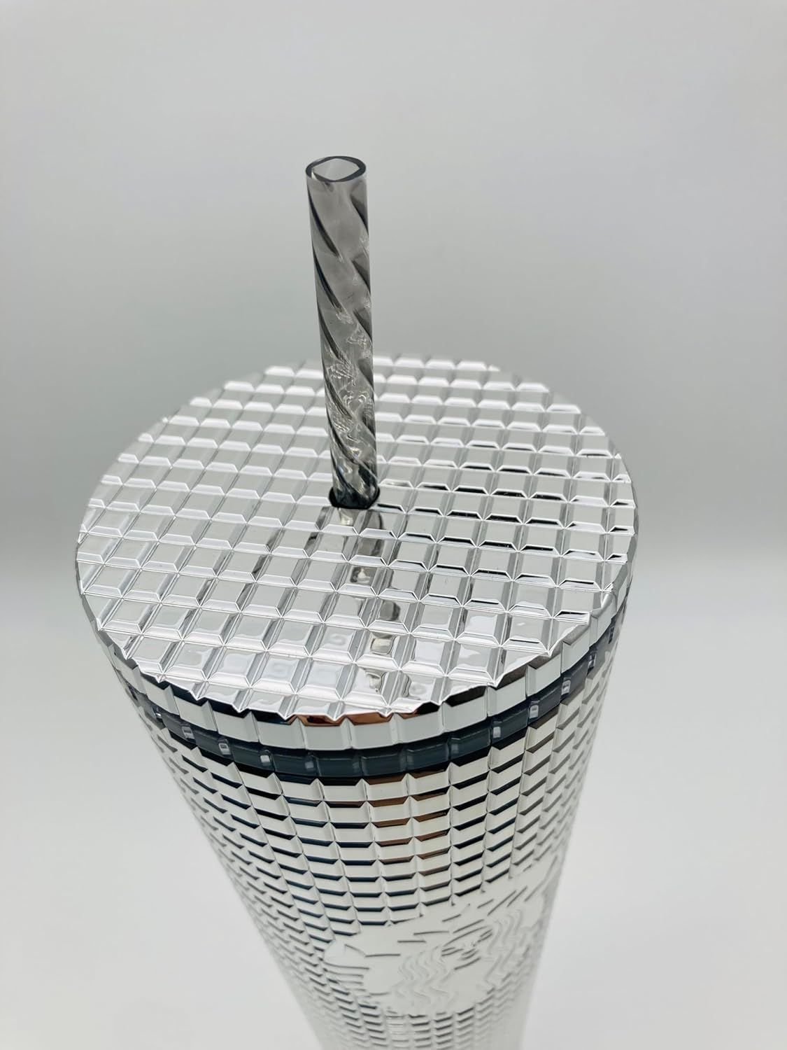 Starbucks 2023 Holiday Silver Chrome Grid Tumbler 24oz Venti Size Silver | 370LWFPJK