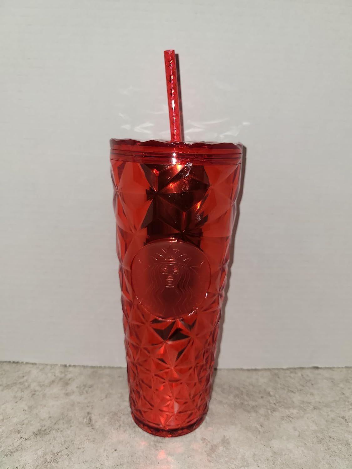 Starbucks Christmas Holidays Red Diamond Prism Crystal Venti 24oz Tumbler Red | 251WAVSJF