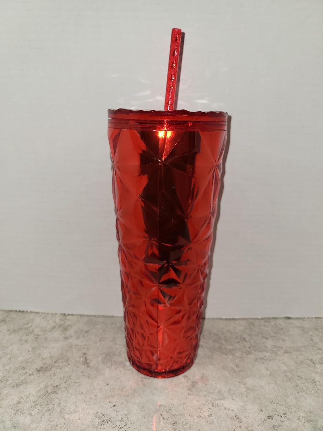 Starbucks Christmas Holidays Red Diamond Prism Crystal Venti 24oz Tumbler Red | 251WAVSJF