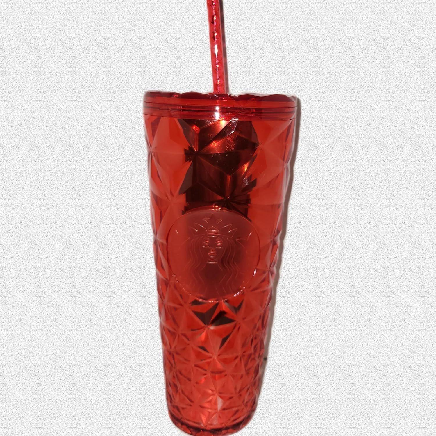 Starbucks Christmas Holidays Red Diamond Prism Crystal Venti 24oz Tumbler Red | 251WAVSJF