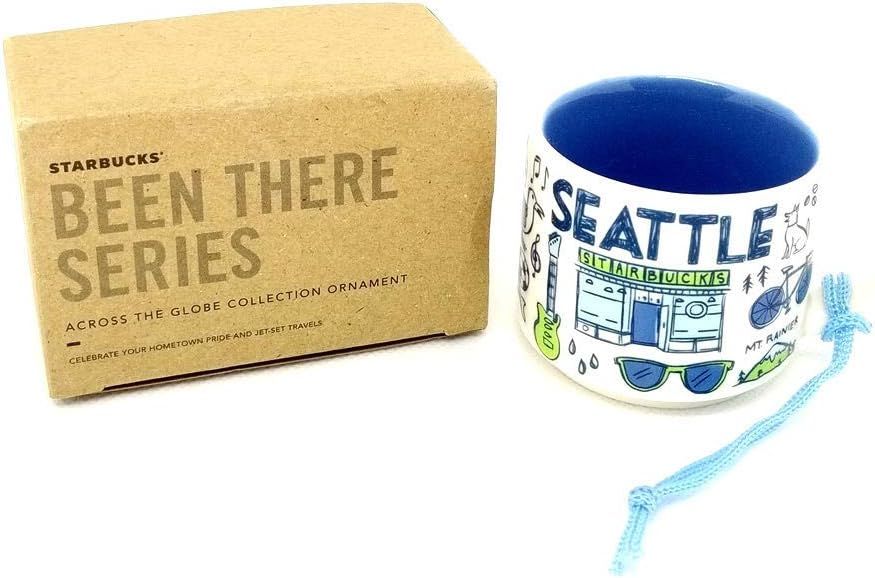 Starbucks Seattle Been There Collection Ceramic Coffee Demitasse Ornament 2 Oz Blue | 397ZSVMCH